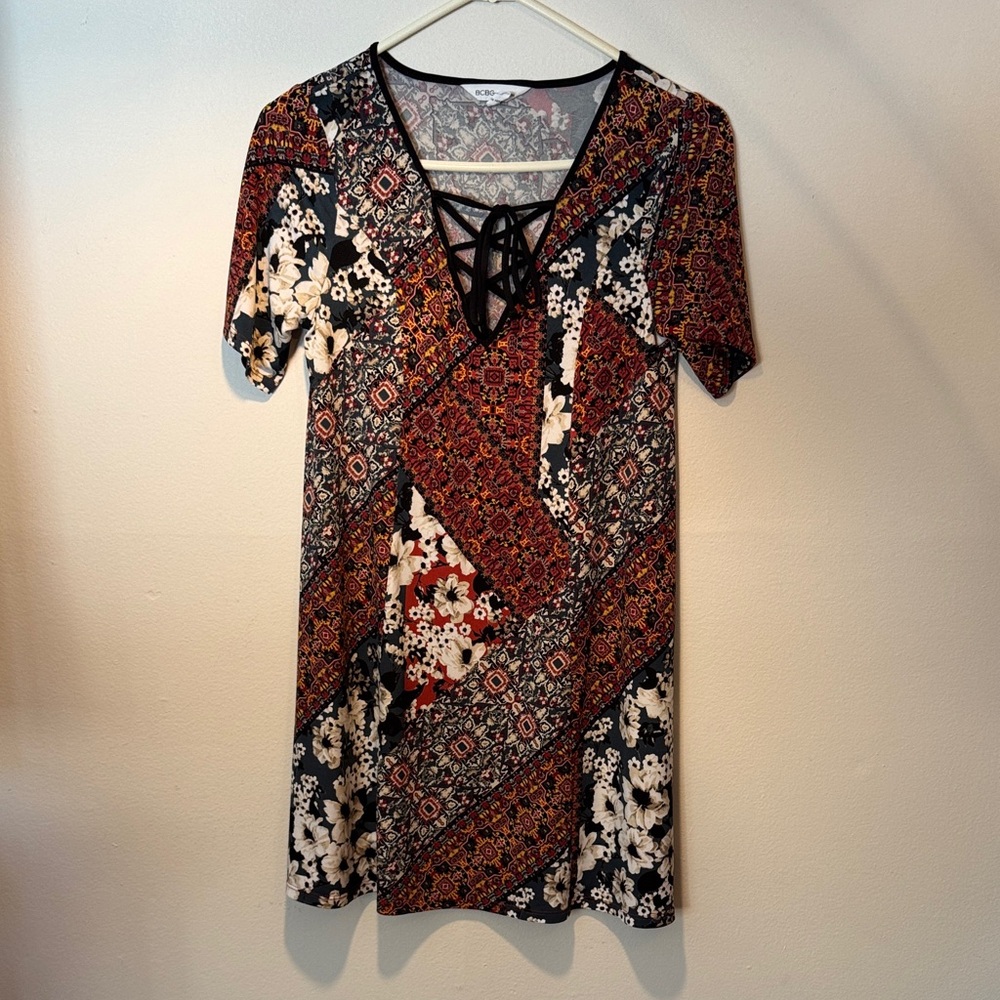 Bcbgeneration Multicolor Patchwork Mini Dress - image 1